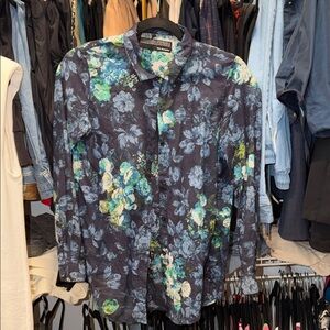 The Kooples Floral Print Shirt - Black and Green